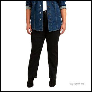 High Rise Straight Jeans Classic Chic Plus Size Stretch Denim Women's